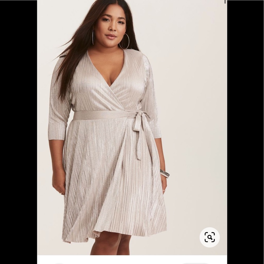Torrid Metallic Wrap Dress with Pleats 28W